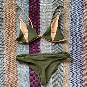 Stone Fox Swim top size M green/beige
